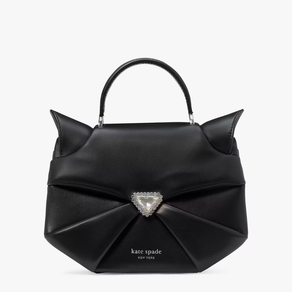 ♠️Kate Spade Whiskers 3D Meow Cat Leather Crossbody Bag, Black NWT